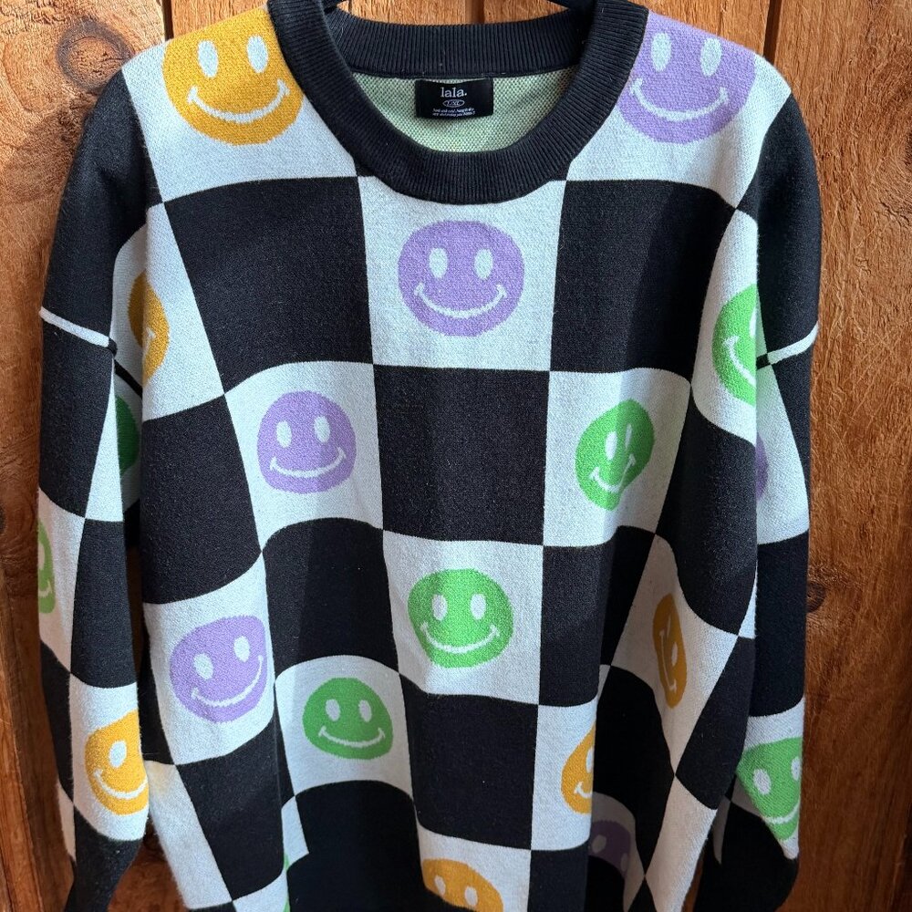 lala Checkered Smiley Knit Set
